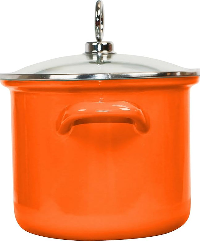 Calypso Basics 58500 Enamel Stock Pot with Glass Lid, 2.5 quart, Orange
