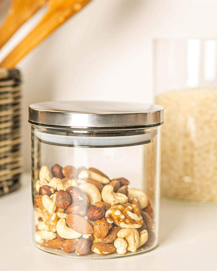 Argon Tableware Scandi Storage Jars with Metallic Silver Lids - 550ml