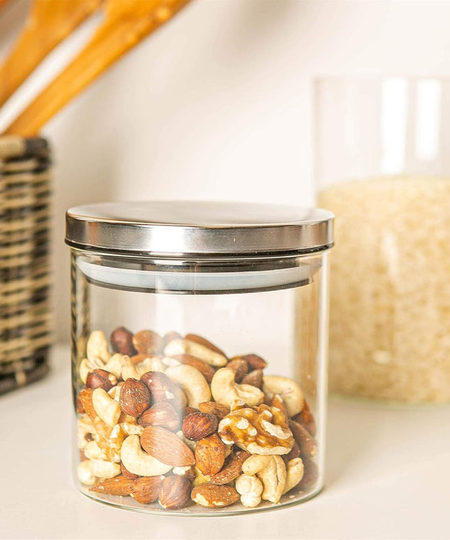 Argon Tableware Scandi Storage Jars with Metallic Silver Lids - 550ml