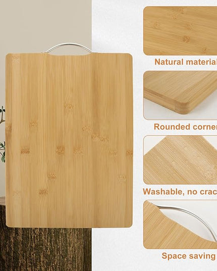Bamboo Wooden Cutting & Serving Board with Metal Handle – 35 × 50 cm