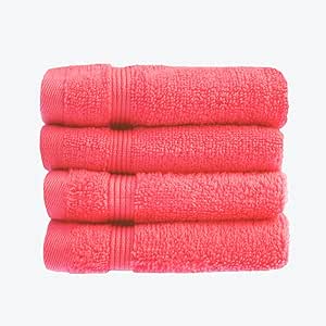 Allure Zero Twist Face Cloths Pack of 4 30 x 30cm, 100% Egyptian Cotton Flannels (Hot Pink)