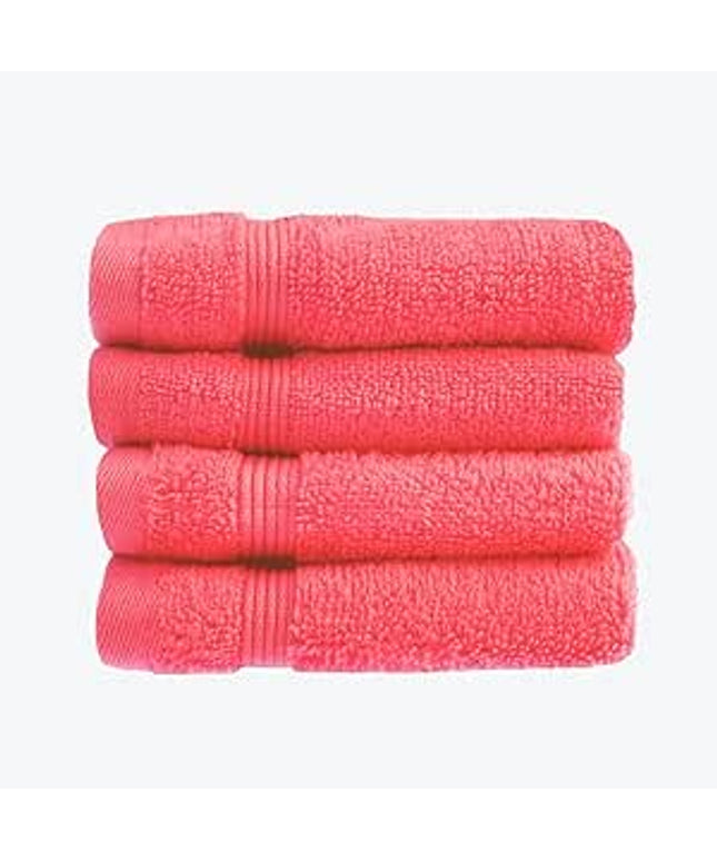 Allure Zero Twist Face Cloths Pack of 4 30 x 30cm, 100% Egyptian Cotton Flannels (Hot Pink)