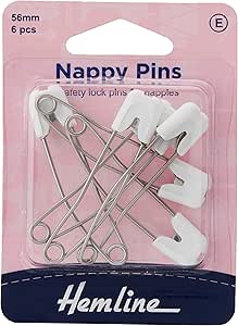 Nappy Pins: 56mm: White: 6 Pieces