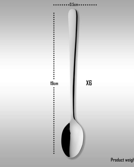 Grunwerg Windsor Latte Spoons Set – 4 Piece, 18/0 Stainless Steel, Black