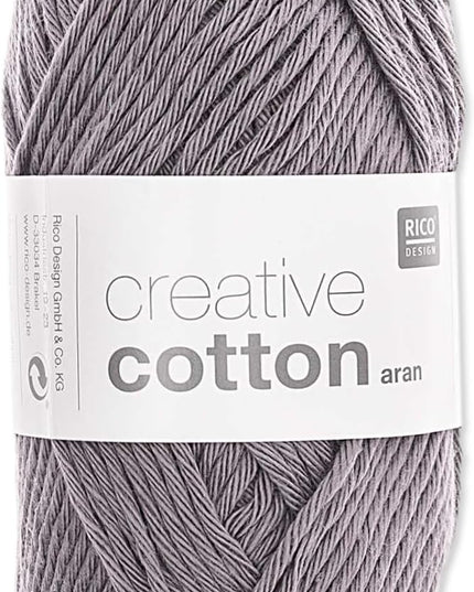 Rico Creative Cotton Aran Yarn 50g – Mouse Grey (85m)