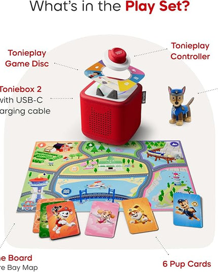 TONIES Sunset Red Toniebox 2 Play Set with PAW Patrol Chase Tonie, Tonieplay Game, Tonieplay Controller