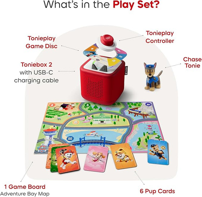 TONIES Sunset Red Toniebox 2 Play Set with PAW Patrol Chase Tonie, Tonieplay Game, Tonieplay Controller