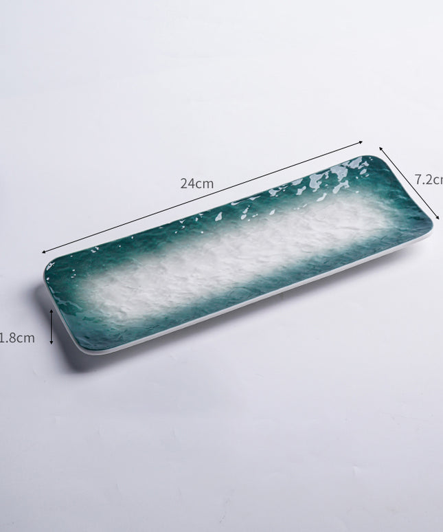 Japanese Ocean Glaze Rectangular Ceramic Sushi Plate – 24cm Serving Dish for Sushi, Sashimi & Appetisers