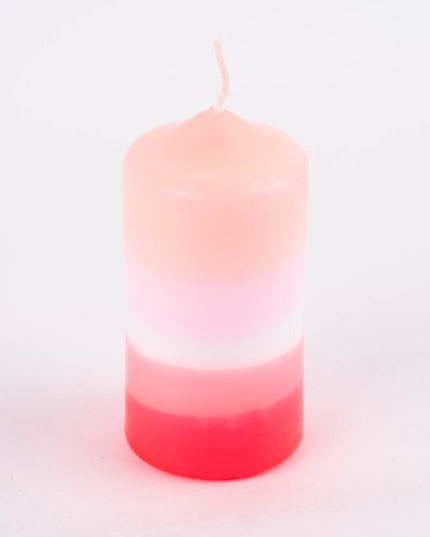 Pink Stories Dip Dye Neon Pillar Candle – Blush, White & Neon Pink – 13cm