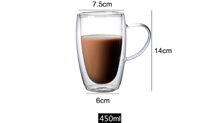 Double-Walled Glass Mug with Handle – 450ml