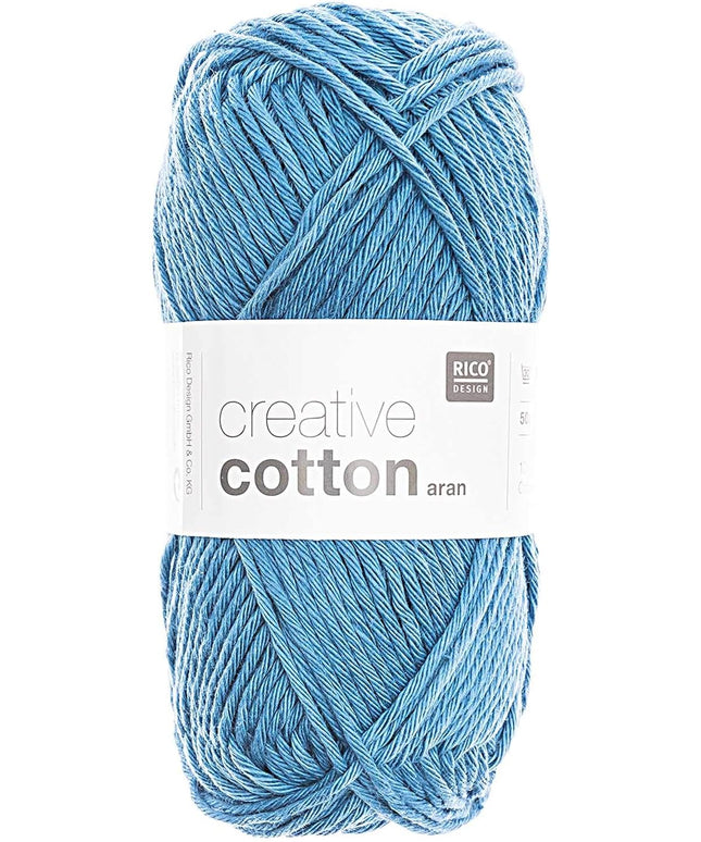 Rico Design Creative Cotton Aran Yarn – 50g Ball – 85m – Blue (Shade 55)