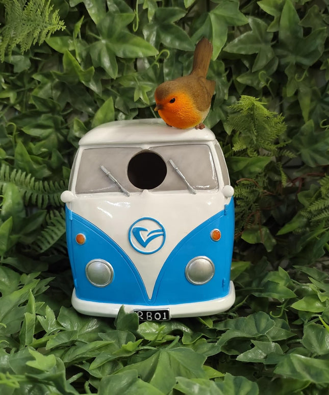 Vivid Arts - Blue Camper Van/Robin Birdhouse