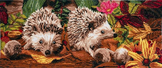 Trimits Large Cross Stitch Kits - Counted Embroidery Needlework for Adults Beginners Kids, Christmas Gifts Wall Art (Frame Not Included), 11 Count, Hedge Hogs