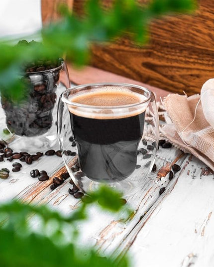 Rink Drink x4 220ml Double Walled Glass Tea Coffee Cup Set - Double Wall Insulated Latte Glasses