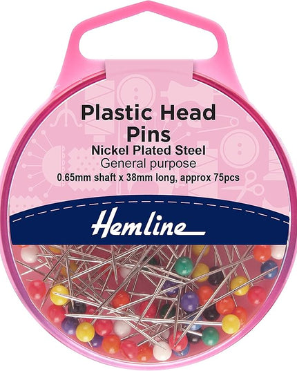 Pins: Plastic Head: 38mm: Nickel: 75 Pieces
