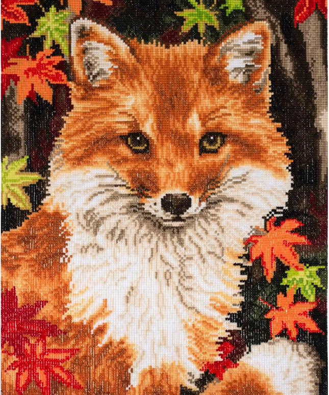 Trimits Large Cross Stitch Kits - Counted Embroidery Needlework for Adults Beginners Kids, Christmas Gifts Wall Art (Frame Not Included), 11 Count, Fox