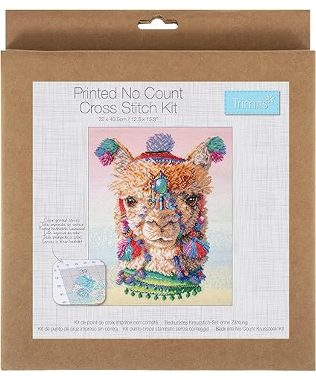 Printed No Count Cross Stitch Kit Alpaca