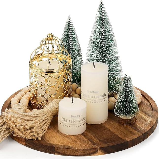 Round Wooden Serving Tray – 33cm