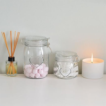 Nicola Spring Heart Shaped Glass Storage Jar with Airtight Clip Lid - 500ml