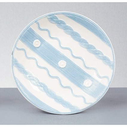 20cm Blue Cable Knit Pattern Plate – Dolomite Round Dessert & Snack Dish