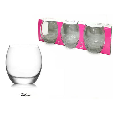 Whisky Glasses Set of 3 Large 405cc – Gurallar Empire Clear Tumbler Glasses for Whisky, Cocktails & Drinks