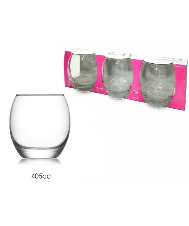 Whisky Glasses Set of 3 Large 405cc – Gurallar Empire Clear Tumbler Glasses for Whisky, Cocktails & Drinks