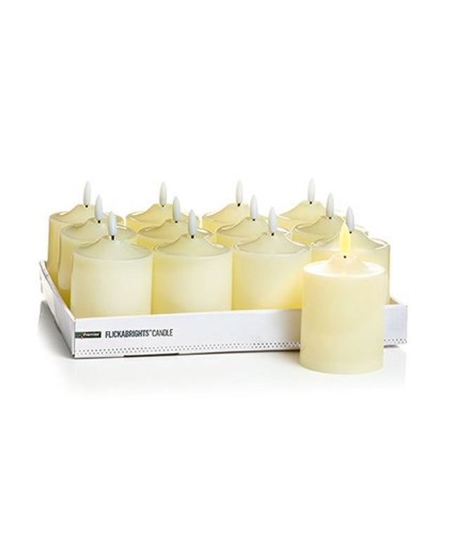 7.5 x 10cm Battery Operated LED Pillar Candle – FlickaBright – Warm White Flicker