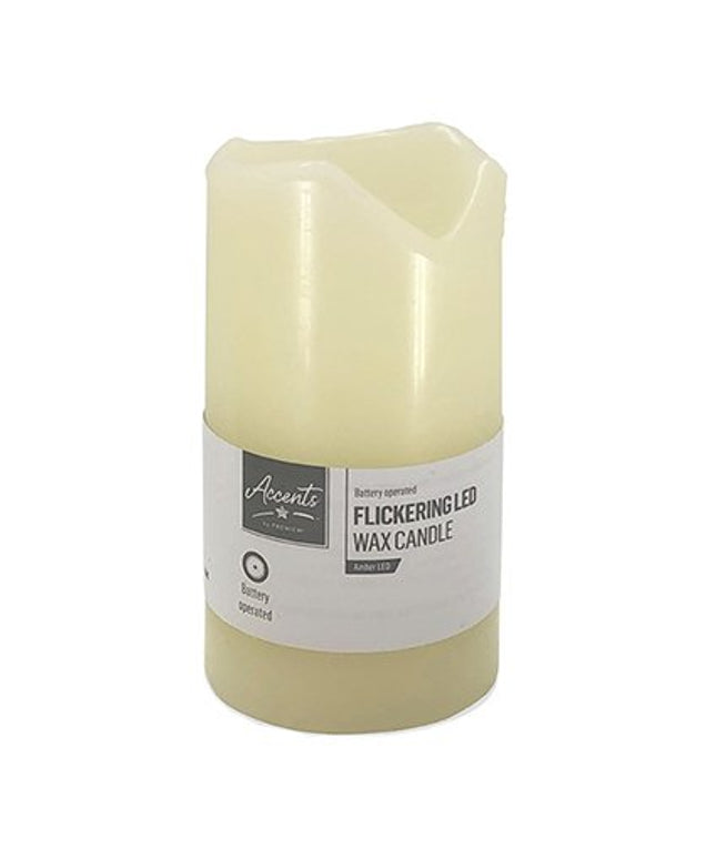 10cm Battery Operated Lit Cream Flicker Candle