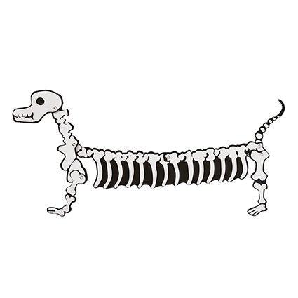 72cm Sausage Dog Skeleton Stake Print