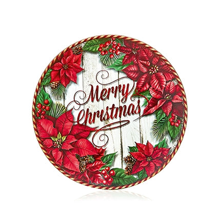 40cm Merry Christmas Poinsettia Charger Plate