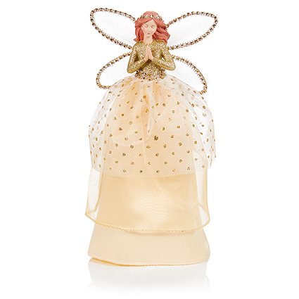 28cm Champagne Gold Angel Tree Topper – Glitter Christmas Decoration
