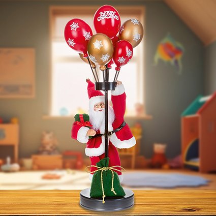 60cm Santa with 7 Red-Gold Matt Balloon