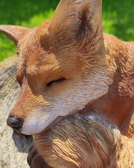 Vivid Arts Realistic Sleeping Fox Cub | Resin Home or Garden Decoration