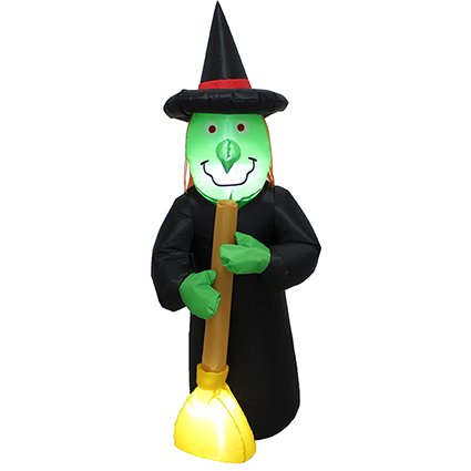 1.2m Inflatable Halloween Witch with Broom with 4 LED