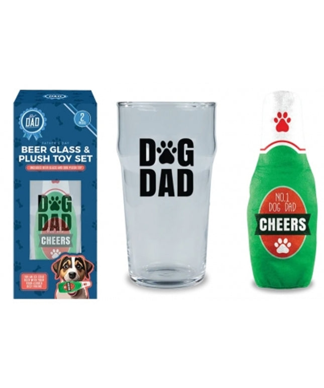 Father's Day No.1 Dog Dad Beer Glass & Toy