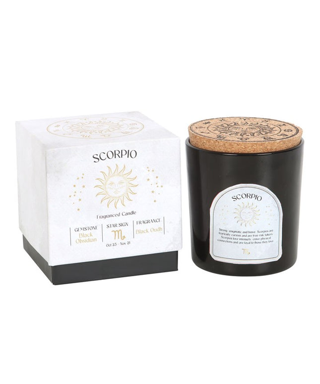 Scorpio Black Oudh Gemstone Zodiac Candle