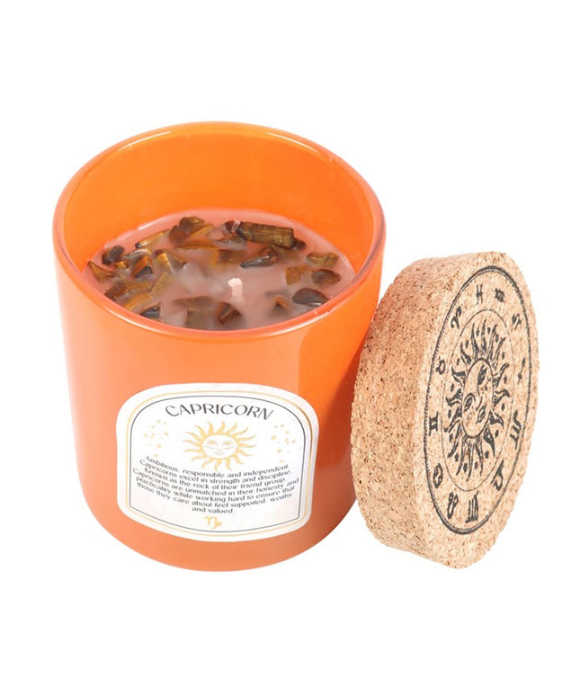 Capricorn Sandalwood & Jasmine Gemstone Zodiac Candle