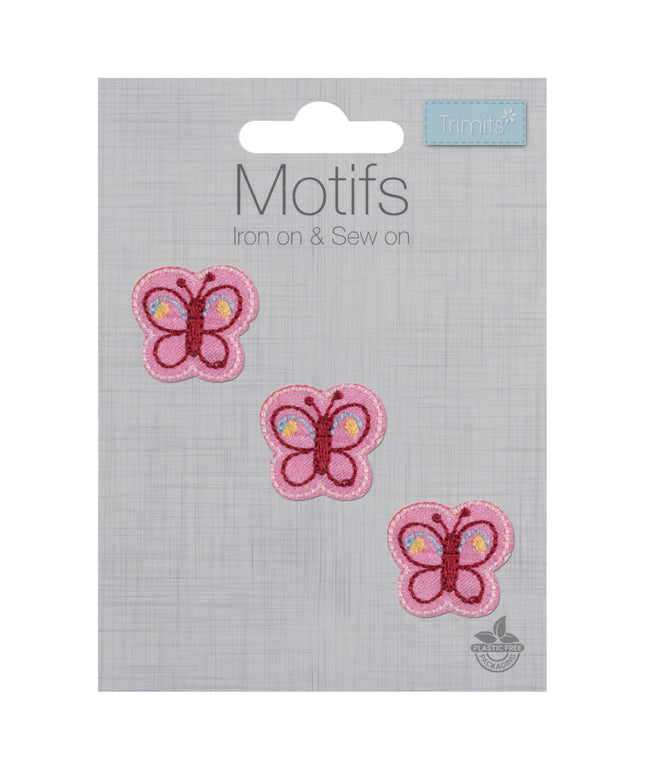 Motif A: Three Pink Butterflies