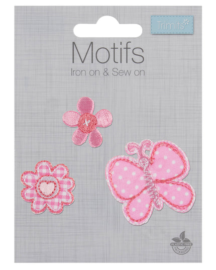 Motif C: Pink Butterfly and Flowers