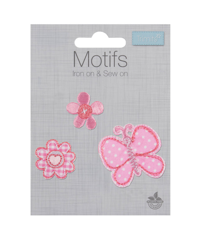Motif C: Pink Butterfly and Flowers