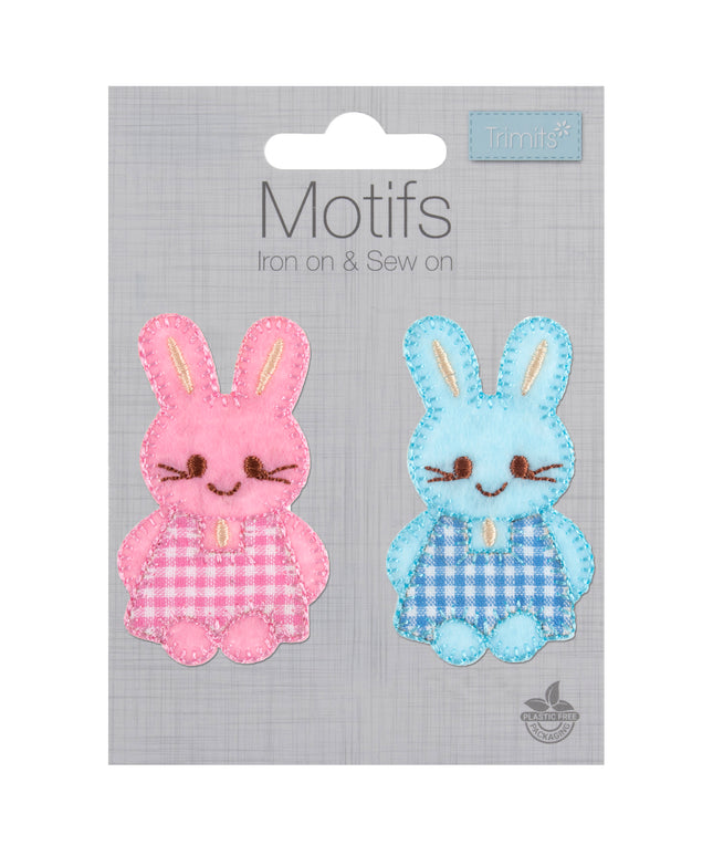 Motif C: Pink & Blue Checked Bunnies