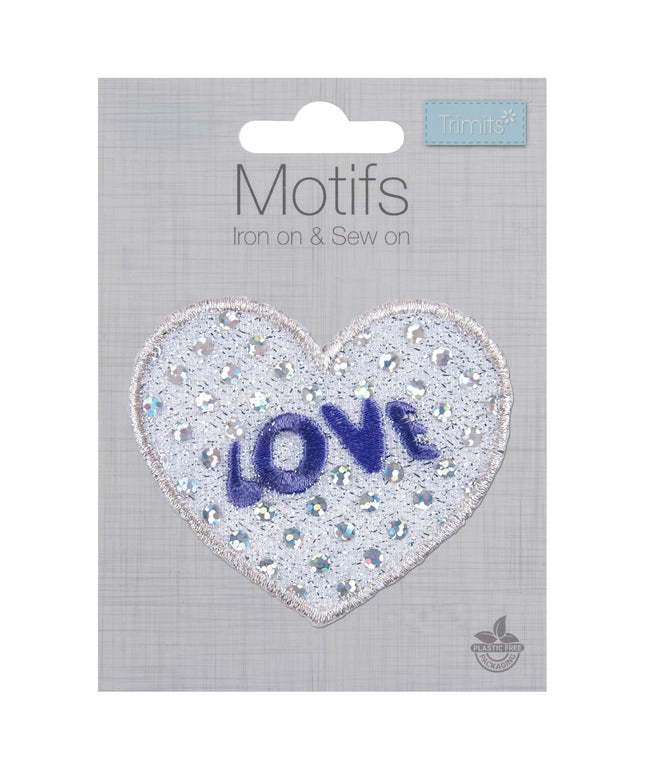 Motif B: Sequin: Love Heart: Silver