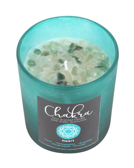 Heart Chakra Mint Crystal Chip Candle
