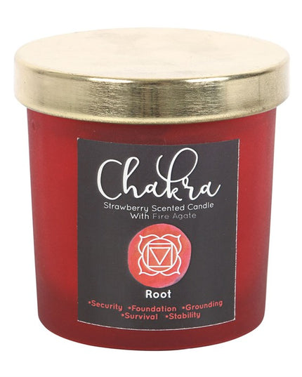 Root Chakra Strawberry Crystal Chip Candle