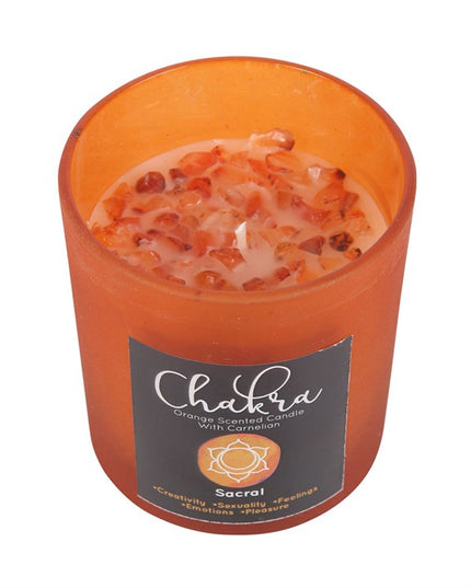 Sacral Chakra Orange Crystal Chip Candle
