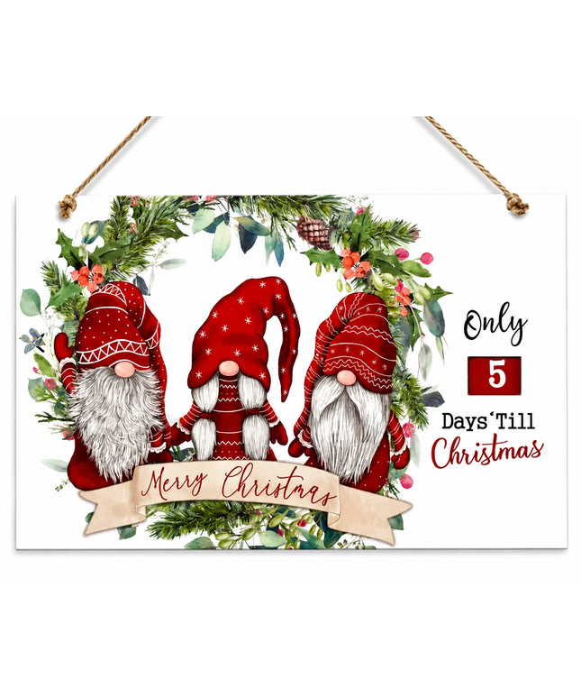 Christmas Gnome Hanging Countdown Sign