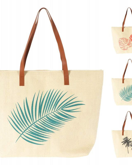 Insulated Cooler Tote Bag 22L – Large Beach & Picnic Bag with Zip – Palm Leaf Design
