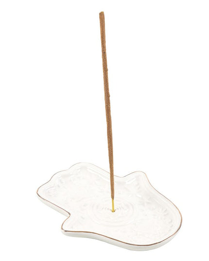 White Hand of Hamsa Incense Holder and Trinket Dish