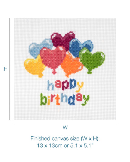 Mini Cross Stitch Kit Birthday Ballons