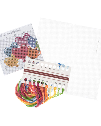 Mini Cross Stitch Kit Birthday Ballons